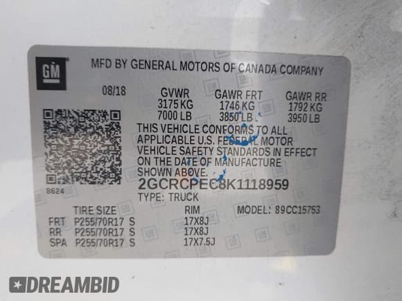 ✅ 2019 Chevrolet Silverado 1500 LT • VIN: 2GCRCPEC8K1118959 • Lot: 43300988. Wystawiony na IAAI z przebiegiem 141 898 mil. Bezpłatny archiwum sprzedaży aukcyjnych z USA i szczegółowy raport historii pojazdu na DreamBid. Zdjęcie 9.