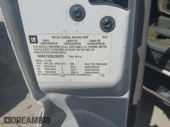 ✅ 2002 Chevrolet Tahoe LT • VIN: 1GNEC13Z82J168731 • Lot: 42765083. Listed on IAAI with 259,395 mi. Free auction sales archive from the USA and detailed vehicle history report at DreamBid. Image 9.