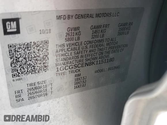 ✅ 2019 Chevrolet Colorado 2WD LT • VIN: 1GCGSCEN8K1151180 • Lot: 89547375. Listed on Copart with 67,663 mi. Free auction sales archive from the USA and detailed vehicle history report at DreamBid. Image 13.