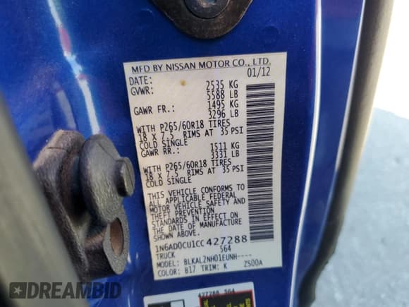 ✅ 2012 Nissan Frontier SV • VIN: 1N6AD0CU1CC427288 • Lot: 91251435. Listed on Copart with 296,928 mi. Free auction sales archive from the USA and detailed vehicle history report at DreamBid. Image 13.