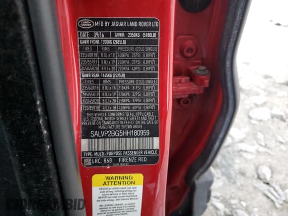 ✅ 2017 Land Rover Range Rover Evoque SE • VIN: SALVP2BG5HH180959 • Lot: 91991515. Listed on Copart with 116,269 mi. Free auction sales archive from the USA and detailed vehicle history report at DreamBid. Image 12.