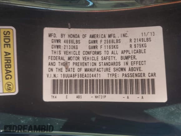 ✅ 2014 Acura TL Technology • VIN: 19UUA8F59EA004471 • Лот: 42540294. Опубликован ранее на IAAI с пробегом Не указан. Бесплатный доступ к архиву аукционных продаж из США и подробный отчёт об истории автомобиля на DreamBid. Изображение 9.