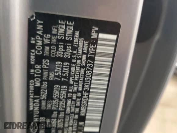 2019 Hyundai Santa Fe Limited Ultimate z VIN KM8SRDHF3KU308737, wystawiony jako Copart lot #62944945 z przebiegiem 47 850 mil mil oraz Szkoda całkowita • Salvage title. Historia ofert i sprzedaży dostępna na DreamBid. Obrazek 14.