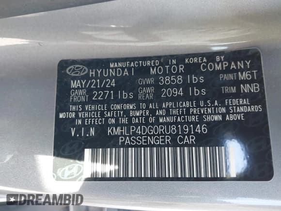 ✅ 2024 Hyundai Elantra Limited • VIN: KMHLP4DG0RU819146 • Лот: 43645205. Опубликован ранее на IAAI с пробегом 34 837 миль. Бесплатный доступ к архиву аукционных продаж из США и подробный отчёт об истории автомобиля на DreamBid. Изображение 9.
