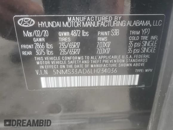 ✅ 2020 Hyundai Santa Fe SEL • VIN: 5NMS33AD6LH234036 • Lot: 70252114. Wystawiony na Copart z przebiegiem 56 386 mil. Bezpłatny archiwum sprzedaży aukcyjnych z USA i szczegółowy raport historii pojazdu na DreamBid. Zdjęcie 14.