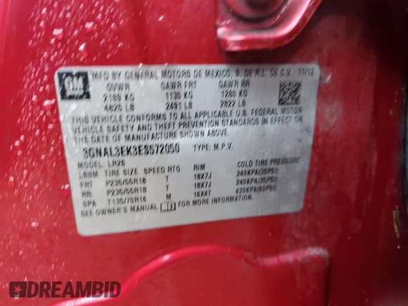 ✅ 2014 Chevrolet Captiva Sport LT • VIN: 3GNAL3EK3ES572050 • Лот: 84675804. Опубликован ранее на Copart с пробегом 70 025 миль. Бесплатный доступ к архиву аукционных продаж из США и подробный отчёт об истории автомобиля на DreamBid. Изображение 13.