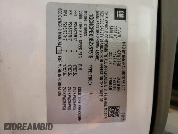 ✅ 2011 Chevrolet Silverado 1500 Work Truck • VIN: 1GCNCPEX0BZ267519 • Lot: 71654054. Listed on Copart with 211,127 mi. Free auction sales archive from the USA and detailed vehicle history report at DreamBid. Image 14.