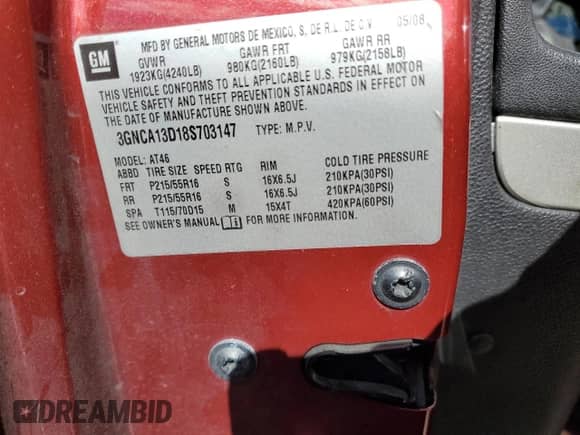 2008 Chevrolet HHR LS z VIN 3GNCA13D18S703147, wystawiony jako Copart lot #75666144 z przebiegiem 207 487 mil mil oraz Szkoda całkowita • Salvage title. Historia ofert i sprzedaży dostępna na DreamBid. Obrazek 12.