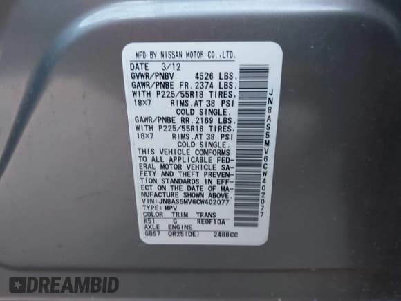 ✅ 2012 Nissan Rogue SL • VIN: JN8AS5MV6CW402077 • Lot: 43816925. Wystawiony na IAAI z przebiegiem 170 563 mil. Bezpłatny archiwum sprzedaży aukcyjnych z USA i szczegółowy raport historii pojazdu na DreamBid. Zdjęcie 9.