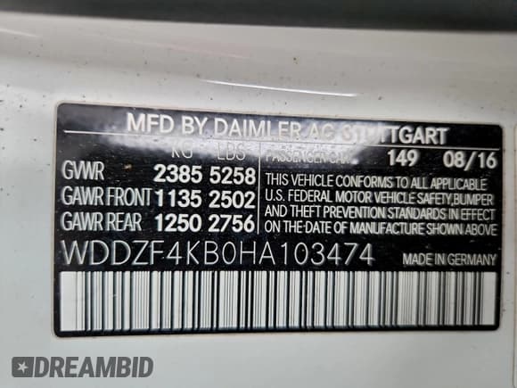 ✅ 2017 Mercedes-Benz E 300 Luxury • VIN: WDDZF4KB0HA103474 • Lot: 96351095. Wystawiony na Copart z przebiegiem 174 042 mil. Bezpłatny archiwum sprzedaży aukcyjnych z USA i szczegółowy raport historii pojazdu na DreamBid. Zdjęcie 12.