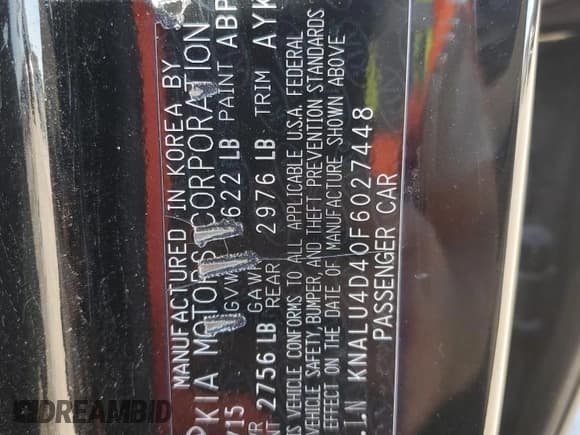 ✅ 2015 Kia K900 Premium • VIN: KNALU4D40F6027448 • Lot: 76493924. Listed on Copart with 99,702 mi. Free auction sales archive from the USA and detailed vehicle history report at DreamBid. Image 15.