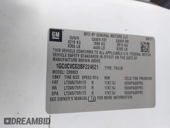 ✅ 2011 Chevrolet Silverado 2500HD Work Truck • VIN: 1GC0CVCG3BF224621 • Lot: 41572733. Wystawiony na IAAI z przebiegiem 144 868 mil. Bezpłatny archiwum sprzedaży aukcyjnych z USA i szczegółowy raport historii pojazdu na DreamBid. Zdjęcie 9.