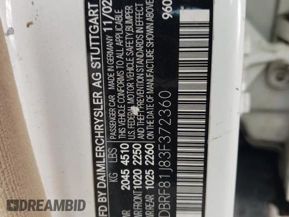 ✅ 2003 Mercedes-Benz C 240 • VIN: WDBRF81J83F372360 • Lot: 50892603. Wystawiony na Copart z przebiegiem 75 530 mil. Bezpłatny archiwum sprzedaży aukcyjnych z USA i szczegółowy raport historii pojazdu na DreamBid. Zdjęcie 12.
