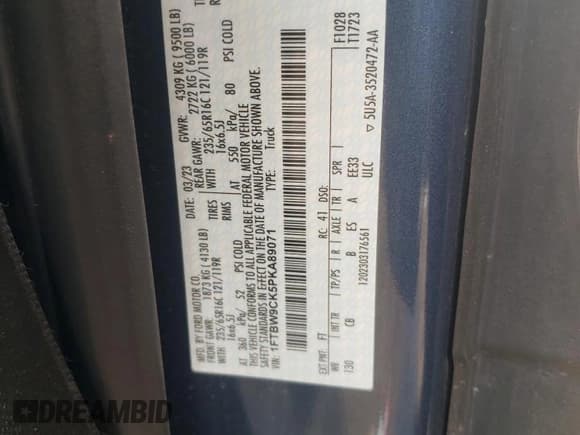 ✅ 2023 Ford E-Transit Cargo • VIN: 1FTBW9CK5PKA89071 • Lot: 61103064. Listed on Copart with Not provided. Free auction sales archive from the USA and detailed vehicle history report at DreamBid. Image 13.