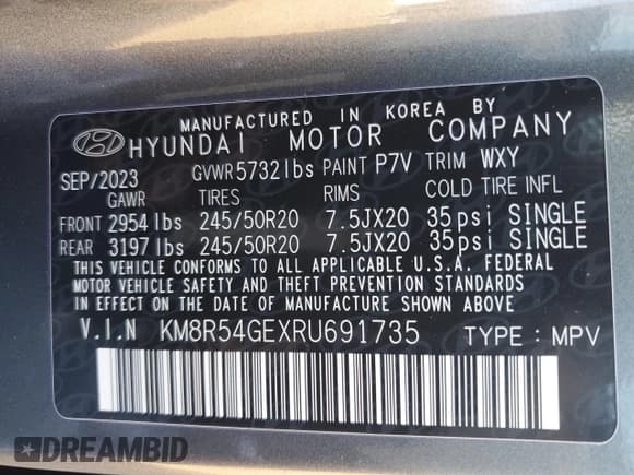 ✅ 2024 Hyundai Palisade Limited • VIN: KM8R54GEXRU691735 • Лот: 88988715. Опубликован ранее на Copart с пробегом 50 205 миль. Бесплатный доступ к архиву аукционных продаж из США и подробный отчёт об истории автомобиля на DreamBid. Изображение 13.