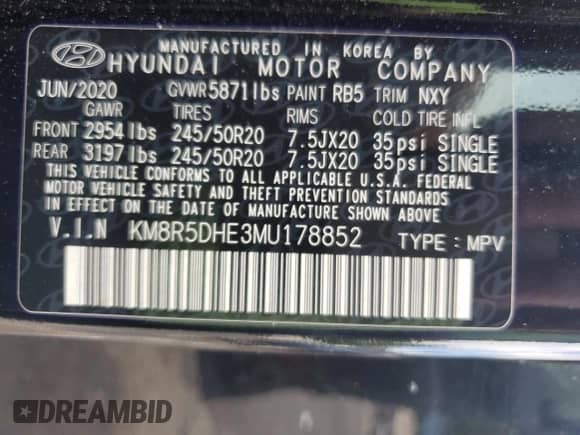 2021 Hyundai Palisade Limited с VIN KM8R5DHE3MU178852, выставлен на аукционе Copart как лот 67294444 с пробегом 47 534 миль миль и Списание • Salvage title. История ставок и продаж доступна на DreamBid. Изображение 16.