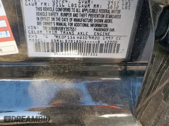 ✅ 2024 Nissan Sentra S • VIN: 3N1AB8BV6RY357551 • Lot: 92880785. Listed on Copart with Not provided. Free auction sales archive from the USA and detailed vehicle history report at DreamBid. Image 13.