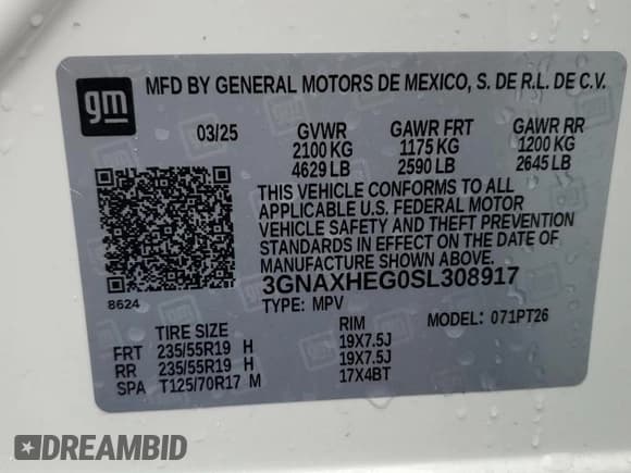 ✅ 2025 Chevrolet Equinox FWD LT • VIN: 3GNAXHEG0SL308917 • Lot: 69096425. Wystawiony na Copart z przebiegiem 3 014 mil. Bezpłatny archiwum sprzedaży aukcyjnych z USA i szczegółowy raport historii pojazdu na DreamBid. Zdjęcie 13.