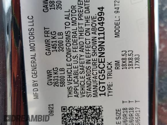 ✅ 2022 GMC Canyon 2WD Elevation • VIN: 1GTG5CEN9N1104994 • Lot: 80299595. Wystawiony na Copart z przebiegiem 66 577 mil. Bezpłatny archiwum sprzedaży aukcyjnych z USA i szczegółowy raport historii pojazdu na DreamBid. Zdjęcie 12.