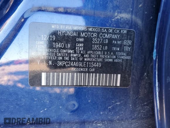 ✅ 2020 Hyundai Accent SE • VIN: 3KPC24A69LE115449 • Лот: 89391415. Опубликован ранее на Copart с пробегом 94 350 миль. Бесплатный доступ к архиву аукционных продаж из США и подробный отчёт об истории автомобиля на DreamBid. Изображение 13.