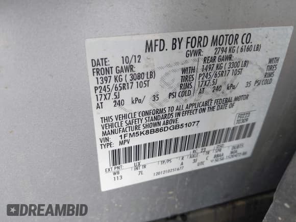 ✅ 2013 Ford Explorer • VIN: 1FM5K8B86DGB51077 • Lot: 43354242. Wystawiony na IAAI z przebiegiem 140 232 mil. Bezpłatny archiwum sprzedaży aukcyjnych z USA i szczegółowy raport historii pojazdu na DreamBid. Zdjęcie 9.