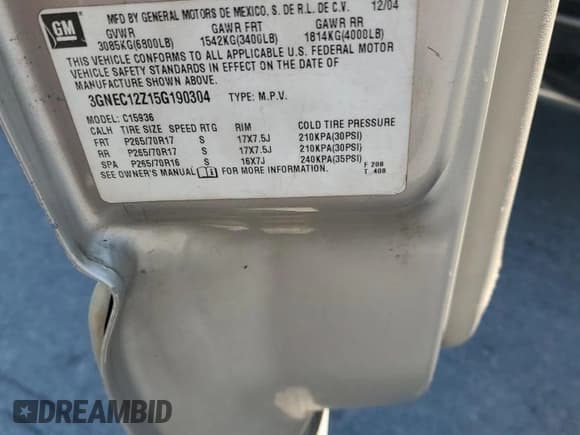 ✅ 2005 Chevrolet Avalanche Z66 • VIN: 3GNEC12Z15G190304 • Lot: 80461225. Listed on Copart with 316,547 mi. Free auction sales archive from the USA and detailed vehicle history report at DreamBid. Image 12.