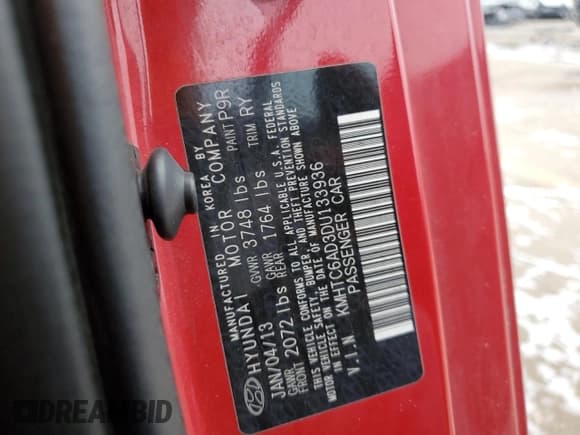 ✅ 2013 Hyundai Veloster w/Black Int • VIN: KMHTC6AD3DU133936 • Лот: 86974744. Опубликован ранее на Copart с пробегом 100 787 миль. Бесплатный доступ к архиву аукционных продаж из США и подробный отчёт об истории автомобиля на DreamBid. Изображение 14.