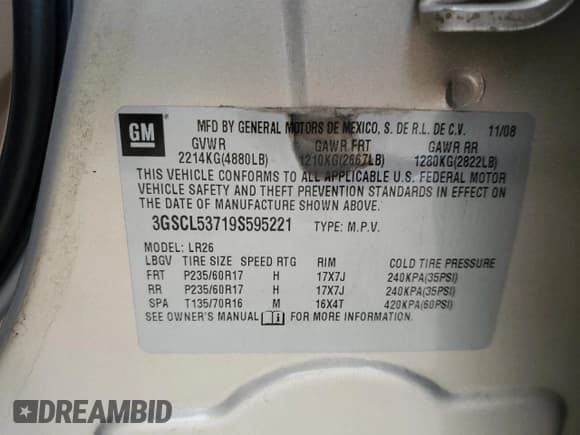 ✅ 2009 Saturn VUE XR • VIN: 3GSCL53719S595221 • Lot: 45348455. Wystawiony na Copart z przebiegiem 75 298 mil. Bezpłatny archiwum sprzedaży aukcyjnych z USA i szczegółowy raport historii pojazdu na DreamBid. Zdjęcie 14.