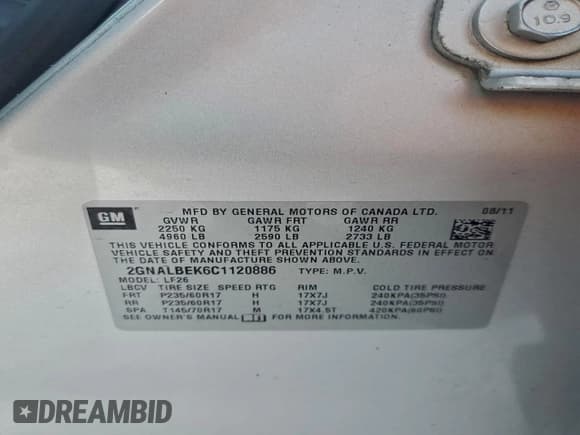 ✅ 2012 Chevrolet Equinox LS • VIN: 2GNALBEK6C1120886 • Лот: 94277595. Опубликован ранее на Copart с пробегом 99 327 миль. Бесплатный доступ к архиву аукционных продаж из США и подробный отчёт об истории автомобиля на DreamBid. Изображение 14.