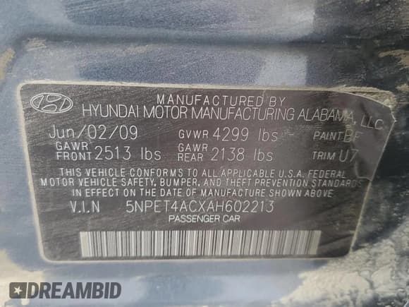 ✅ 2010 Hyundai Sonata GLS • VIN: 5NPET4ACXAH602213 • Лот: 76732404. Опубликован ранее на Copart с пробегом 261 391 миль. Бесплатный доступ к архиву аукционных продаж из США и подробный отчёт об истории автомобиля на DreamBid. Изображение 12.