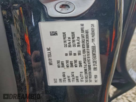 ✅ 2022 Tesla Model 3 • VIN: 5YJ3E1EAXNF285658 • Lot: 94930255. Listed on Copart with 162,545 mi. Free auction sales archive from the USA and detailed vehicle history report at DreamBid. Image 12.