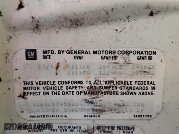 ✅ 1981 Cadillac Eldorado • VIN: 1G6AL5795BE647287 • Лот: 65919125. Опубликован ранее на Copart с пробегом Не указан. Бесплатный доступ к архиву аукционных продаж из США и подробный отчёт об истории автомобиля на DreamBid. Изображение 12.