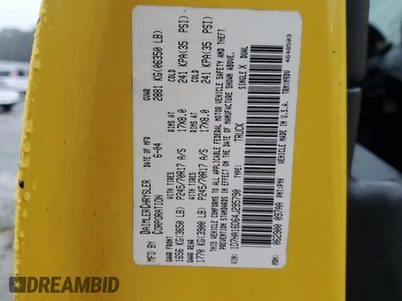 ✅ 2004 Dodge 1500 SLT • VIN: 1D7HA16D64J295790 • Лот: 90488555. Опубликован ранее на Copart с пробегом 175 488 миль. Бесплатный доступ к архиву аукционных продаж из США и подробный отчёт об истории автомобиля на DreamBid. Изображение 12.