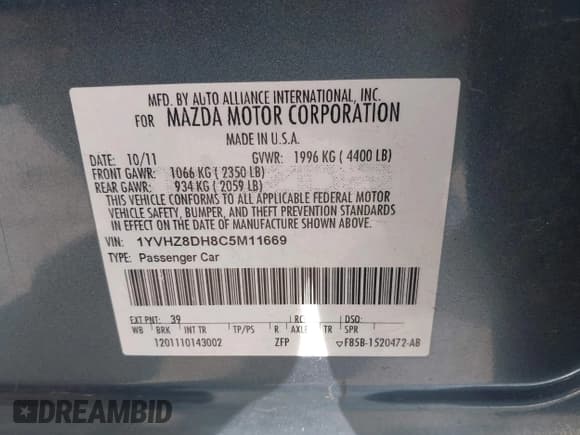 ✅ 2012 Mazda 6 i Touring • VIN: 1YVHZ8DH8C5M11669 • Lot: 43608977. Wystawiony na IAAI z przebiegiem 190 724 mil. Bezpłatny archiwum sprzedaży aukcyjnych z USA i szczegółowy raport historii pojazdu na DreamBid. Zdjęcie 9.