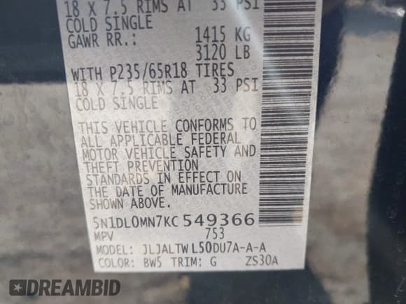 ✅ 2019 Infiniti QX60 Pure • VIN: 5N1DL0MN7KC549366 • Lot: 43174448. Wystawiony na IAAI z przebiegiem 126 644 mil. Bezpłatny archiwum sprzedaży aukcyjnych z USA i szczegółowy raport historii pojazdu na DreamBid. Zdjęcie 9.