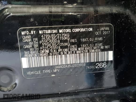 2018 Mitsubishi Outlander ES z VIN JA4AD2A35JZ023939, wystawiony jako Copart lot #71499925 z przebiegiem 159 582 mil mil oraz Szkoda całkowita • Salvage title. Historia ofert i sprzedaży dostępna na DreamBid. Obrazek 13.