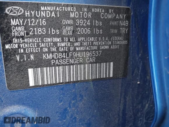✅ 2017 Hyundai Elantra SE • VIN: KMHD84LF9HU196537 • Lot: 42433761. Wystawiony na IAAI z przebiegiem 166 684 mil. Bezpłatny archiwum sprzedaży aukcyjnych z USA i szczegółowy raport historii pojazdu na DreamBid. Zdjęcie 9.