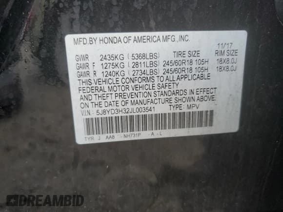 ✅ 2018 Acura MDX • VIN: 5J8YD3H32JL003541 • Лот: 63866005. Опубликован ранее на Copart с пробегом 152 499 миль. Бесплатный доступ к архиву аукционных продаж из США и подробный отчёт об истории автомобиля на DreamBid. Изображение 13.