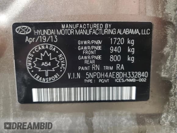 ✅ 2013 Hyundai Elantra Limited • VIN: 5NPDH4AE8DH332840 • Lot: 90817075. Listed on Copart with 146,221 mi. Free auction sales archive from the USA and detailed vehicle history report at DreamBid. Image 12.