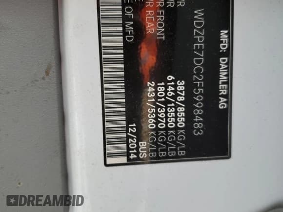 ✅ 2015 Mercedes-Benz Sprinter Passenger • VIN: WDZPE7DC2F5998483 • Лот: 76276203. Опубликован ранее на Copart с пробегом 206 959 миль. Бесплатный доступ к архиву аукционных продаж из США и подробный отчёт об истории автомобиля на DreamBid. Изображение 13.