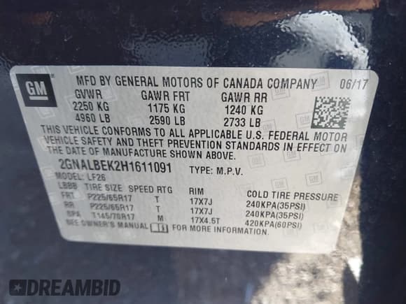 ✅ 2017 Chevrolet Equinox LS • VIN: 2GNALBEK2H1611091 • Лот: 43584249. Опубликован ранее на IAAI с пробегом 94 032 миль. Бесплатный доступ к архиву аукционных продаж из США и подробный отчёт об истории автомобиля на DreamBid. Изображение 9.