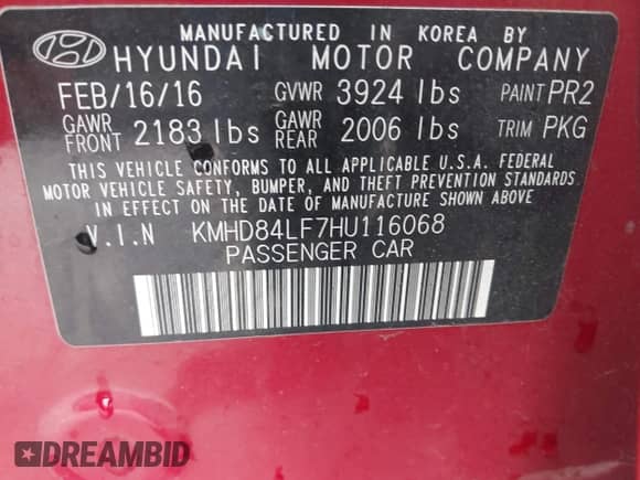 2017 Hyundai Elantra Limited с VIN KMHD84LF7HU116068, выставлен на аукционе IAAI как лот 42064666 с пробегом 88 165 миль миль и . История ставок и продаж доступна на DreamBid. Изображение 9.