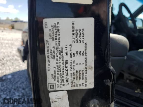 2000 Chevrolet Blazer LS с VIN 1GNCS13W3Y2297205, выставлен на аукционе Copart как лот 52946885 с пробегом 204 232 миль миль и Списание • Salvage title. История ставок и продаж доступна на DreamBid. Изображение 14.