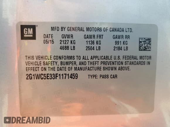 ✅ 2015 Chevrolet Impala LTZ • VIN: 2G1WC5E33F1171459 • Lot: 91665155. Listed on Copart with 88,293 mi. Free auction sales archive from the USA and detailed vehicle history report at DreamBid. Image 12.