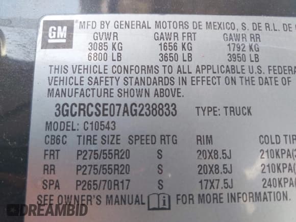 ✅ 2010 Chevrolet Silverado 1500 LT • VIN: 3GCRCSE07AG238833 • Лот: 43588856. Опубликован ранее на IAAI с пробегом 272 546 миль. Бесплатный доступ к архиву аукционных продаж из США и подробный отчёт об истории автомобиля на DreamBid. Изображение 9.