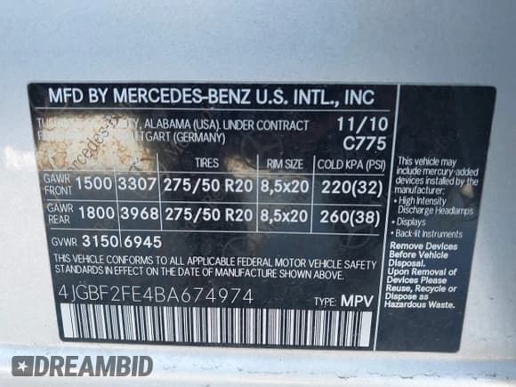 ✅ 2011 Mercedes-Benz GL 350 • VIN: 4JGBF2FE4BA674974 • Лот: 43498486. Опубликован ранее на IAAI с пробегом 100 548 миль. Бесплатный доступ к архиву аукционных продаж из США и подробный отчёт об истории автомобиля на DreamBid. Изображение 9.