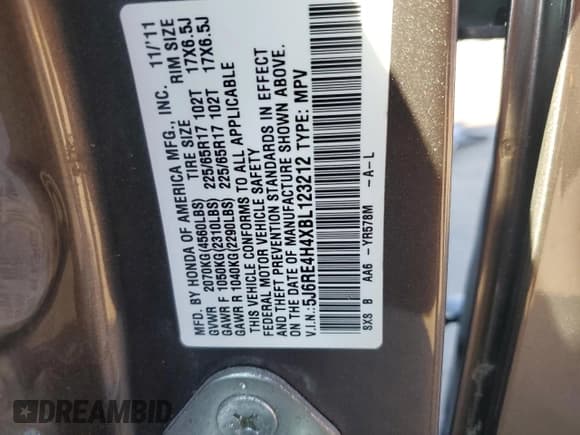 ✅ 2011 Honda CR-V SE • VIN: 5J6RE4H4XBL123212 • Lot: 89482765. Listed on Copart with 83,490 mi. Free auction sales archive from the USA and detailed vehicle history report at DreamBid. Image 13.