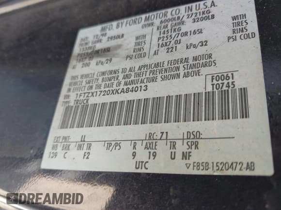 ✅ 1999 Ford F-150 • VIN: 1FTZX1720XKA84013 • Lot: 42917630. Wystawiony na IAAI z przebiegiem Nie podano. Bezpłatny archiwum sprzedaży aukcyjnych z USA i szczegółowy raport historii pojazdu na DreamBid. Zdjęcie 9.