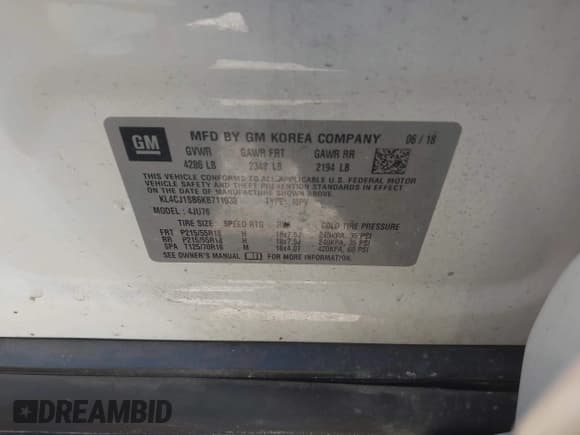 ✅ 2019 Buick Encore Sport Touring • VIN: KL4CJ1SB6KB711038 • Лот: 42568120. Опубликован ранее на IAAI с пробегом 88 230 миль. Бесплатный доступ к архиву аукционных продаж из США и подробный отчёт об истории автомобиля на DreamBid. Изображение 9.