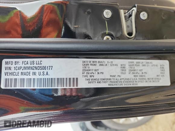 ✅ 2022 Jeep Cherokee Latitude Lux • VIN: 1C4PJMMN2ND506177 • Лот: 65095385. Опубликован ранее на Copart с пробегом 63 433 миль. Бесплатный доступ к архиву аукционных продаж из США и подробный отчёт об истории автомобиля на DreamBid. Изображение 13.